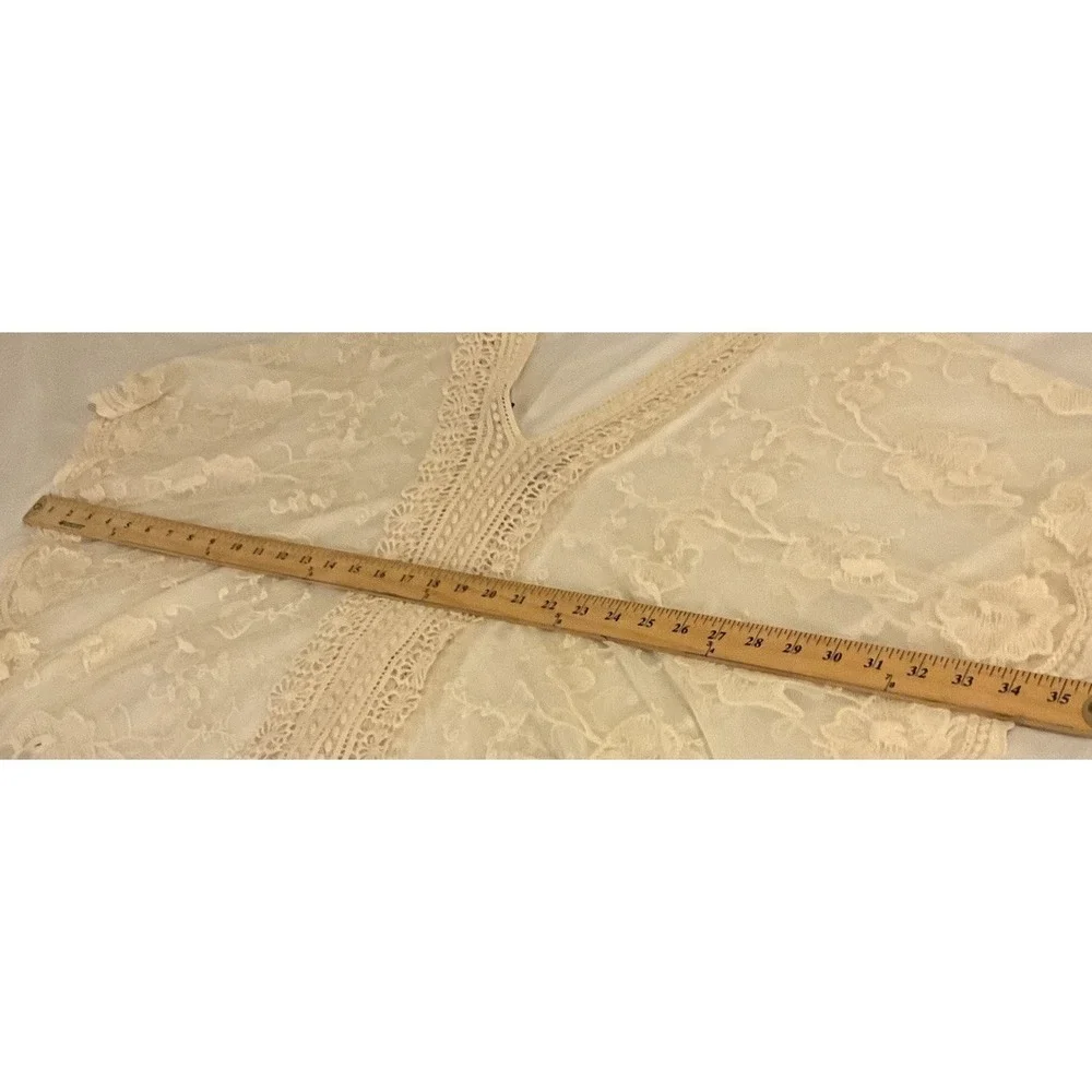 CUPIO Ivory Boho Lace Crochet Butterfly Appliqué Fairy Whimsy Top Blouse SZ S - Picture 7 of 10